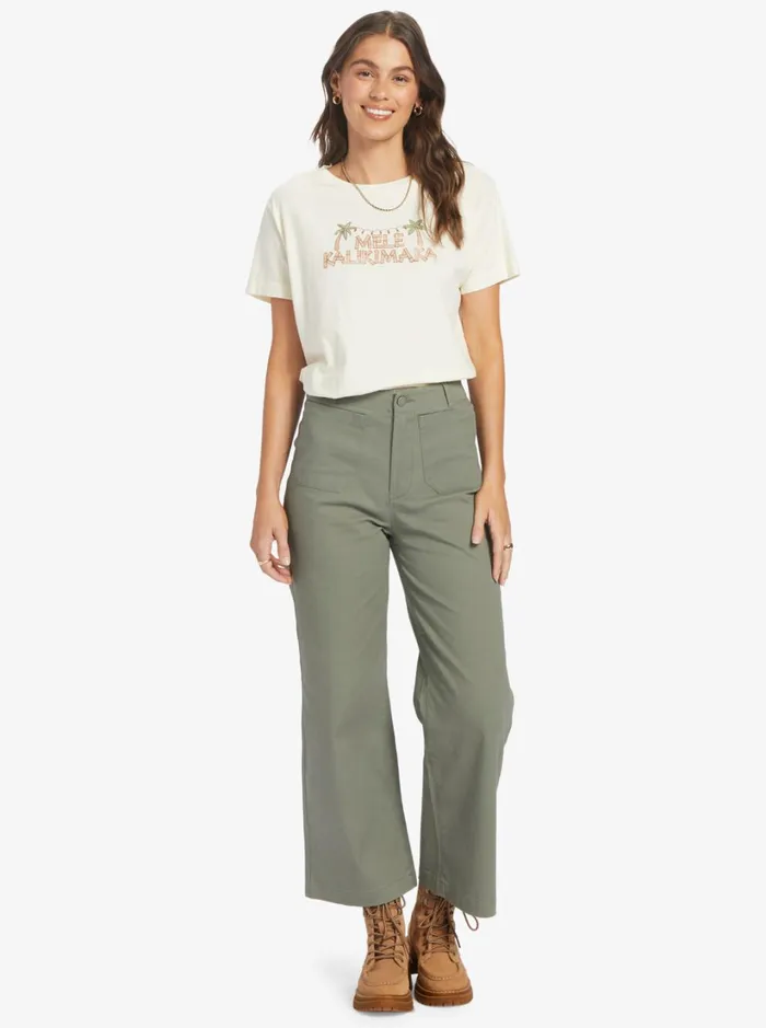 Roxy Tops Mele Tiki Boyfriend TShirt Egret 8211 Women