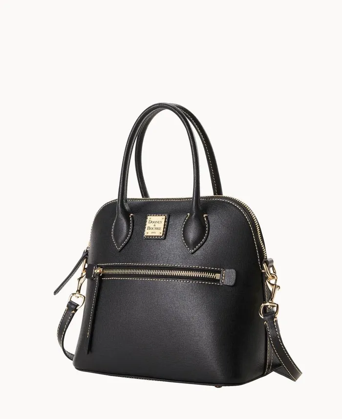 Saffiano Domed Satchel Black Woman Dooney and Bourke Satchels Saffiano Domed Satchel Black Woman Dooney and Bourke Satchels