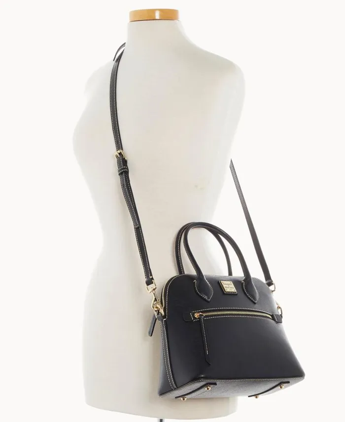 Saffiano Domed Satchel Black Woman Dooney and Bourke Satchels Saffiano Domed Satchel Black Woman Dooney and Bourke Satchels