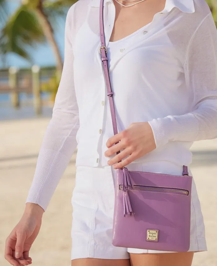 Saffiano Double Zip Tassel Crossbody Ecru Woman Dooney and Bourke Crossbodies Saffiano Double Zip Tassel Crossbody Ecru Woman Dooney and Bourke Crossbodies