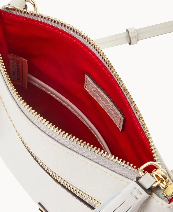 Saffiano Double Zip Tassel Crossbody Ecru Woman Dooney and Bourke Crossbodies Saffiano Double Zip Tassel Crossbody Ecru Woman Dooney and Bourke Crossbodies