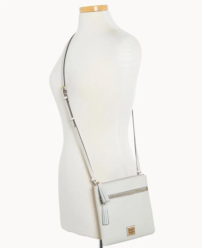 Saffiano Double Zip Tassel Crossbody Ecru Woman Dooney and Bourke Crossbodies Saffiano Double Zip Tassel Crossbody Ecru Woman Dooney and Bourke Crossbodies