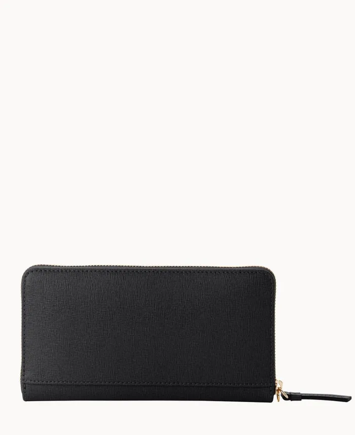 Saffiano Large Zip Around Wristlet Black ManWoman Dooney and Bourke Wallets Saffiano Large Zip Around Wristlet Black ManWoman Dooney and Bourke Wallets