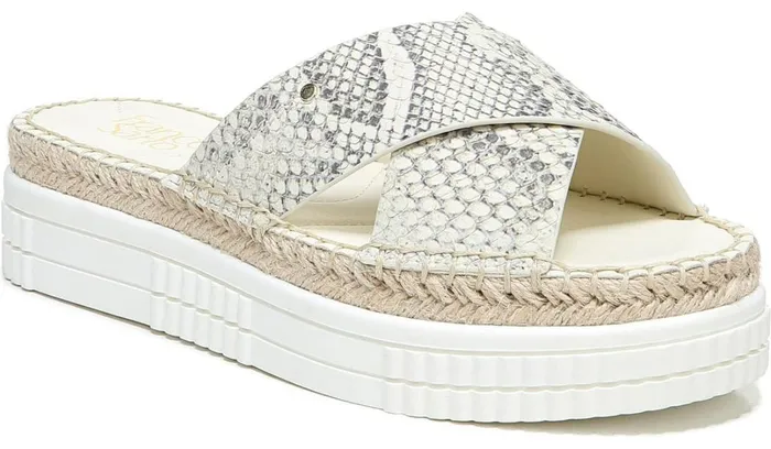 Sandals Women Franco Sarto Franco Barb Platform Slide Sandal Natural Leather