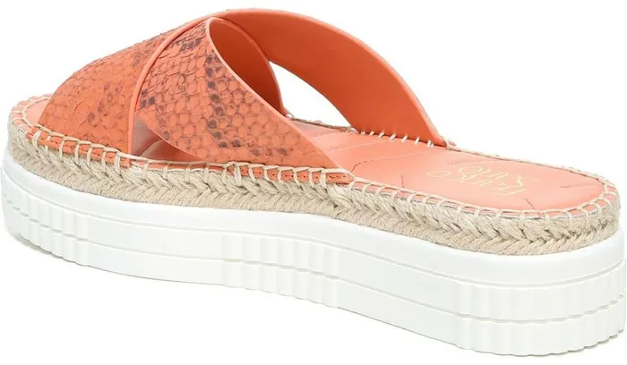Sandals Women Franco Sarto Franco Barb Platform Slide Sandal Vivid Coral Leather