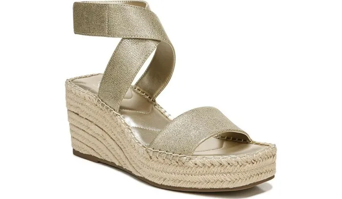 Sandals Women Franco Sarto Franco Carezza Espadrille Wedge Sandal Gold Faux Leather