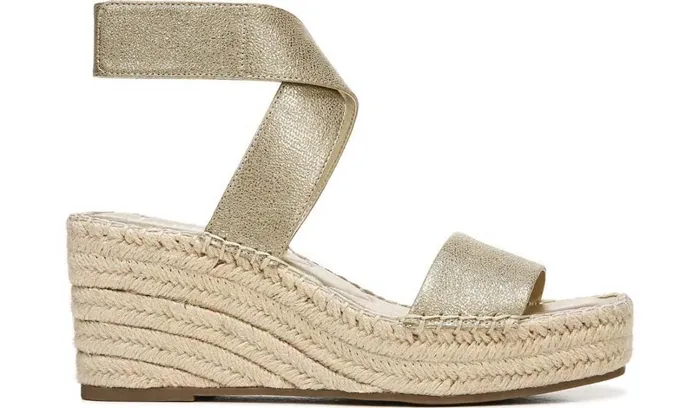 Sandals Women Franco Sarto Franco Carezza Espadrille Wedge Sandal Gold Faux Leather