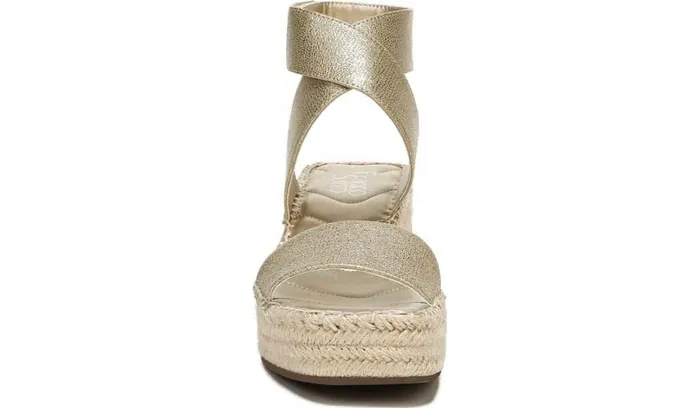 Sandals Women Franco Sarto Franco Carezza Espadrille Wedge Sandal Gold Faux Leather