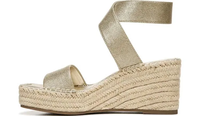 Sandals Women Franco Sarto Franco Carezza Espadrille Wedge Sandal Gold Faux Leather