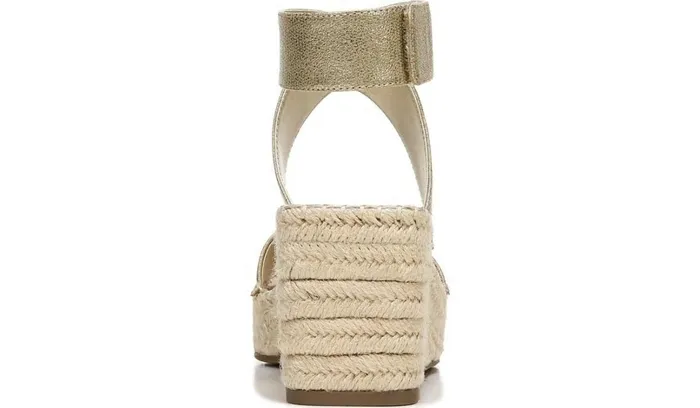 Sandals Women Franco Sarto Franco Carezza Espadrille Wedge Sandal Gold Faux Leather