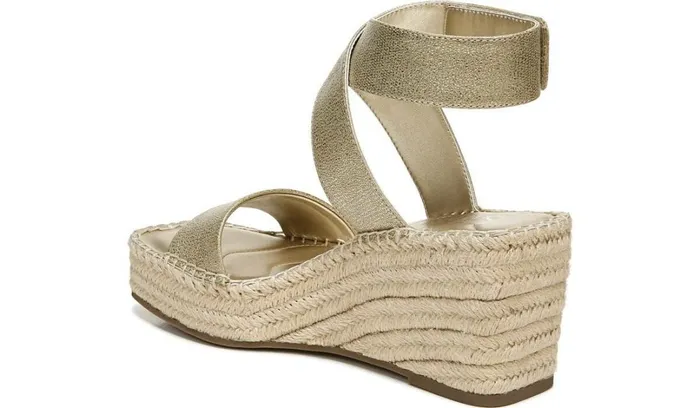Sandals Women Franco Sarto Franco Carezza Espadrille Wedge Sandal Gold Faux Leather