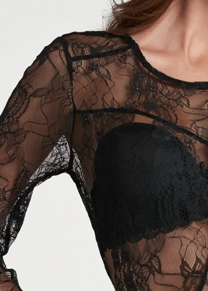 SHEER LACE TOP Black Women VENUS Night Out Tops