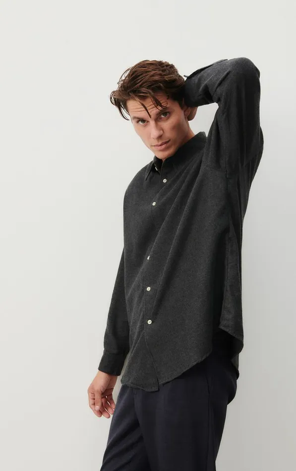 Shirt Dakota Melange Charcoal Men American Vintage Shirts