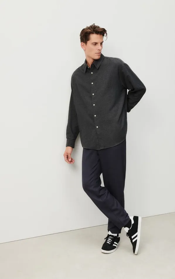 Shirt Dakota Melange Charcoal Men American Vintage Shirts Shirt Dakota Melange Charcoal Men American Vintage Shirts