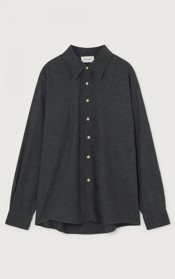 Shirt Dakota Melange Charcoal Men American Vintage Shirts Shirt Dakota Melange Charcoal Men American Vintage Shirts