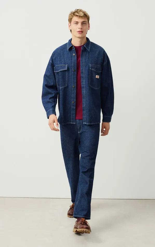 Shirt Globay Medium Blue Men American Vintage Shirts