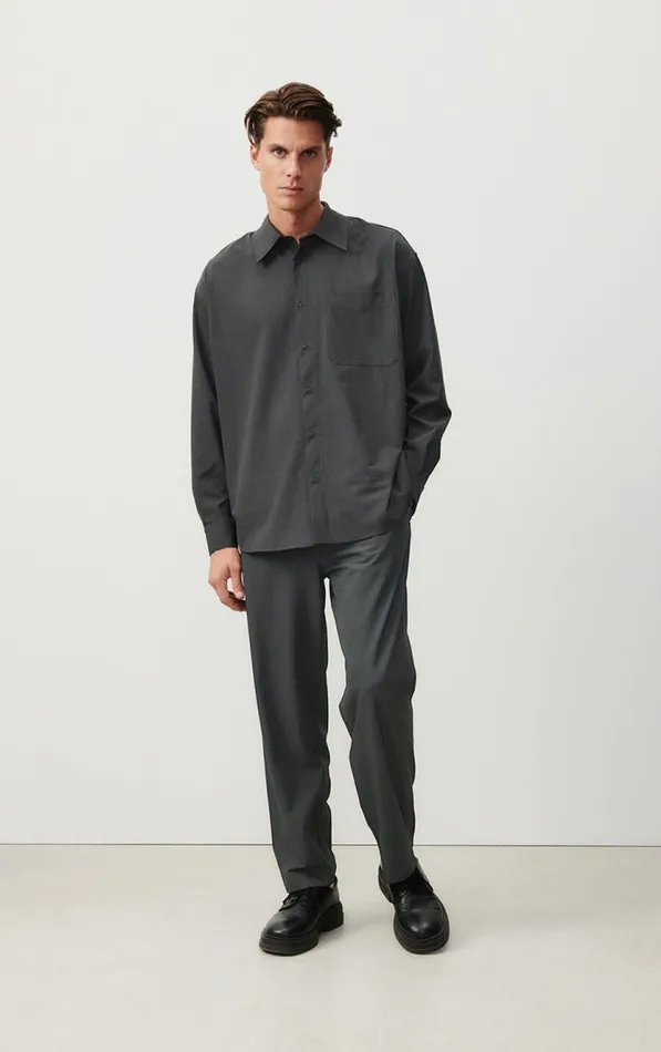 Shirt Kabird Melange Charcoal Men American Vintage Shirts Shirt Kabird Melange Charcoal Men American Vintage Shirts