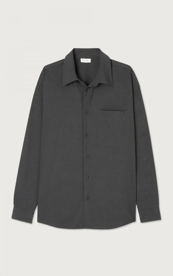 Shirt Kabird Melange Charcoal Men American Vintage Shirts Shirt Kabird Melange Charcoal Men American Vintage Shirts