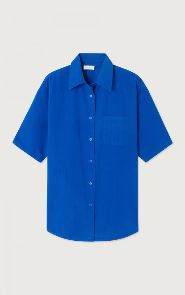 Shirt Rygybay Blue De Prusse Women American Vintage Shirts