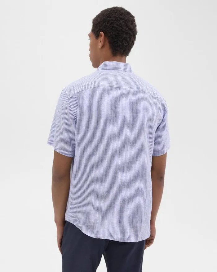 Shirts Men Theory Irving ShortSleeve Shirt In Relaxed Linen Whiteocean Shirts Men Theory Irving ShortSleeve Shirt In Relaxed Linen Whiteocean