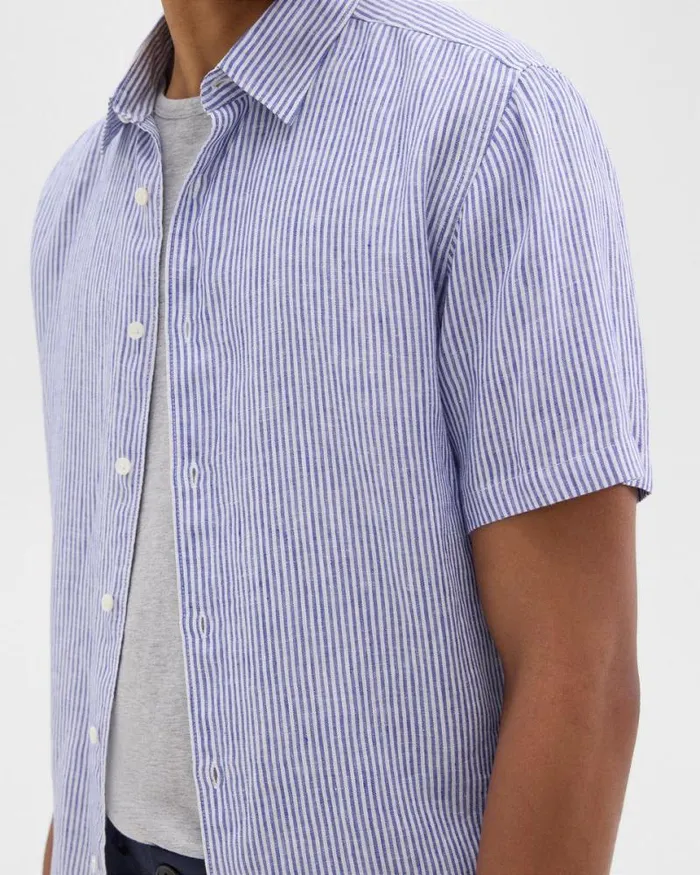 Shirts Men Theory Irving ShortSleeve Shirt In Relaxed Linen Whiteocean Shirts Men Theory Irving ShortSleeve Shirt In Relaxed Linen Whiteocean