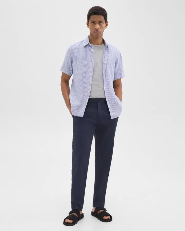 Shirts Men Theory Irving ShortSleeve Shirt In Relaxed Linen Whiteocean Shirts Men Theory Irving ShortSleeve Shirt In Relaxed Linen Whiteocean