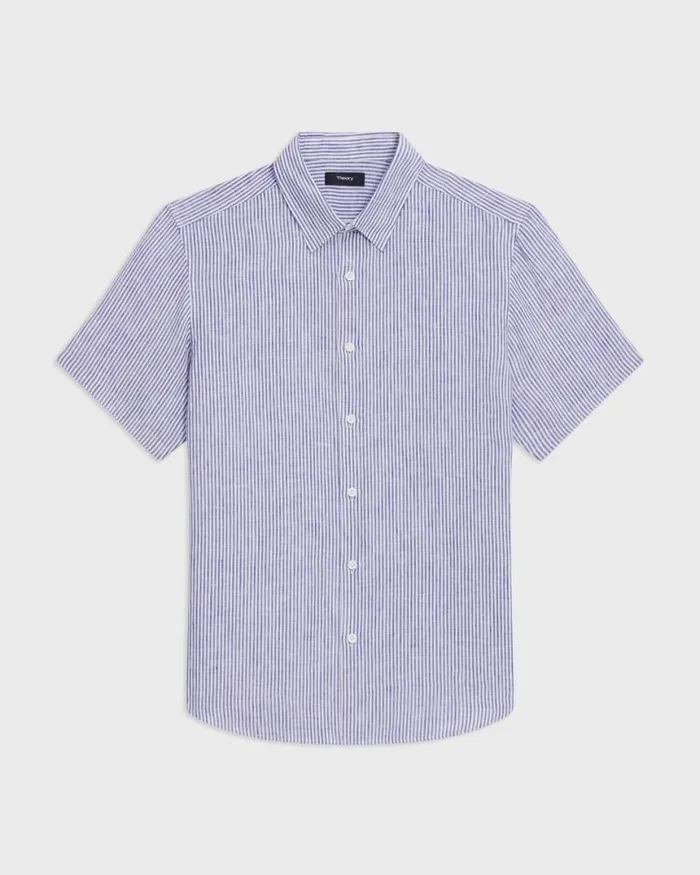 Shirts Men Theory Irving ShortSleeve Shirt In Relaxed Linen Whiteocean Shirts Men Theory Irving ShortSleeve Shirt In Relaxed Linen Whiteocean