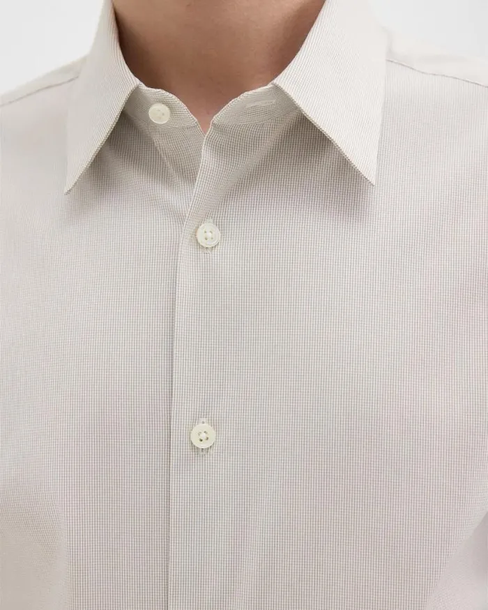 Shirts Men Theory Sylvain Shirt In Checked Poplin Taupewhite Shirts Men Theory Sylvain Shirt In Checked Poplin Taupewhite