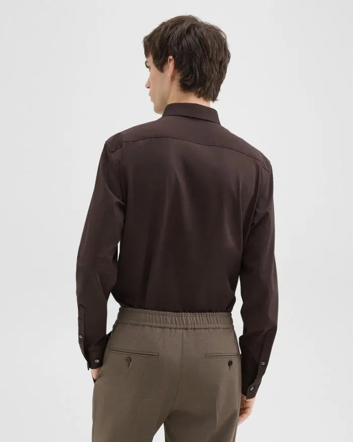 Shirts Men Theory Sylvain Shirt In Structure Knit Hickory Shirts Men Theory Sylvain Shirt In Structure Knit Hickory