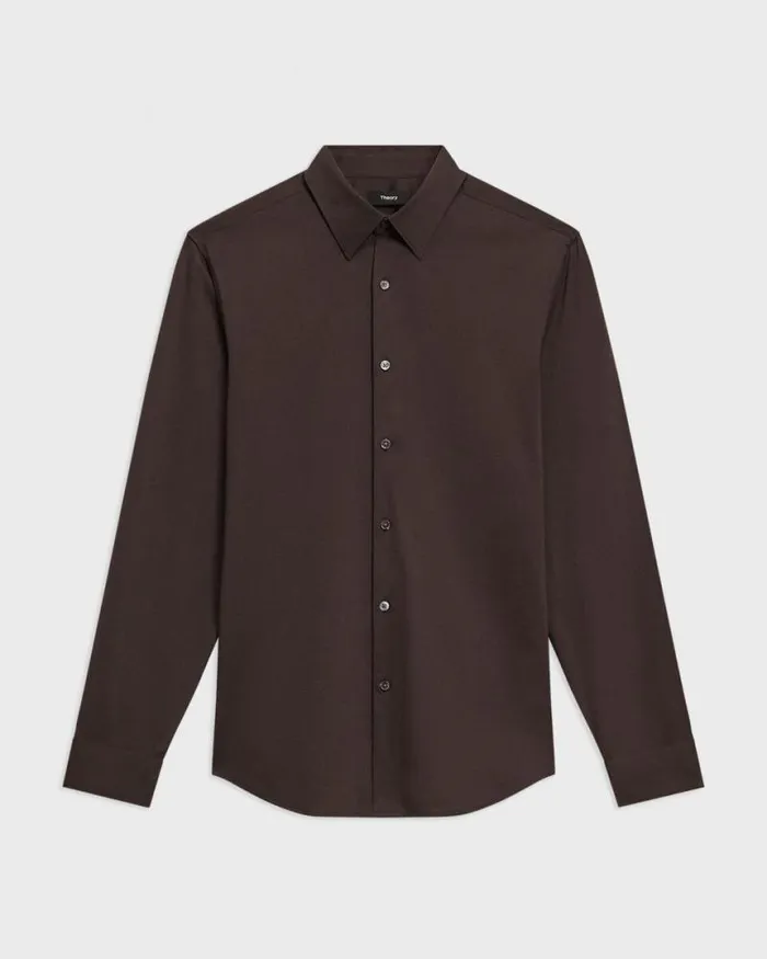 Shirts Men Theory Sylvain Shirt In Structure Knit Hickory Shirts Men Theory Sylvain Shirt In Structure Knit Hickory