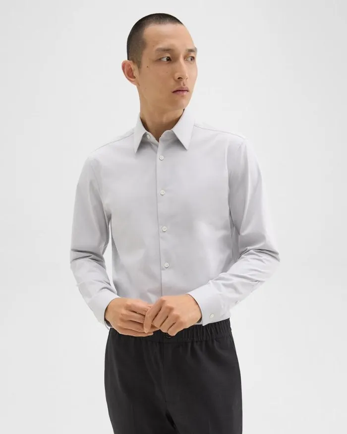 Shirts Men Theory Sylvain Shirt In Structure Knit Vapor