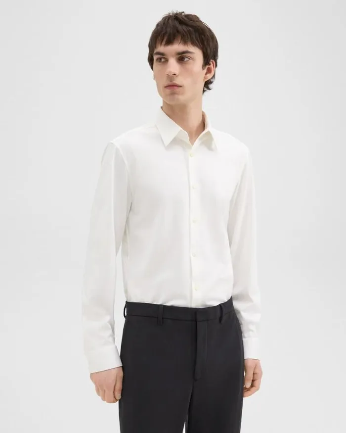 Shirts Men Theory Sylvain Shirt In Structure Knit White