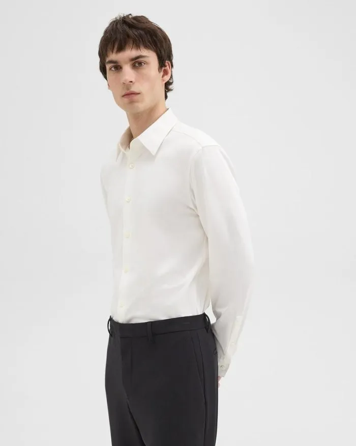 Shirts Men Theory Sylvain Shirt In Structure Knit White Shirts Men Theory Sylvain Shirt In Structure Knit White