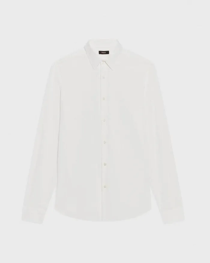 Shirts Men Theory Sylvain Shirt In Structure Knit White Shirts Men Theory Sylvain Shirt In Structure Knit White