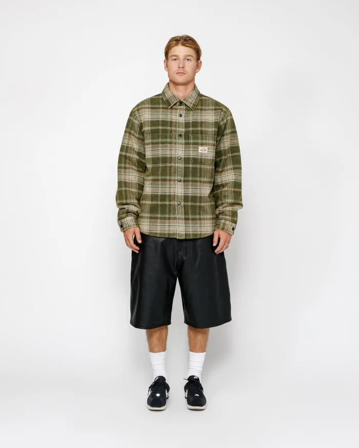 Shirts MenWomen Stussy HEAVY WASHED PLAID SHIRT Green