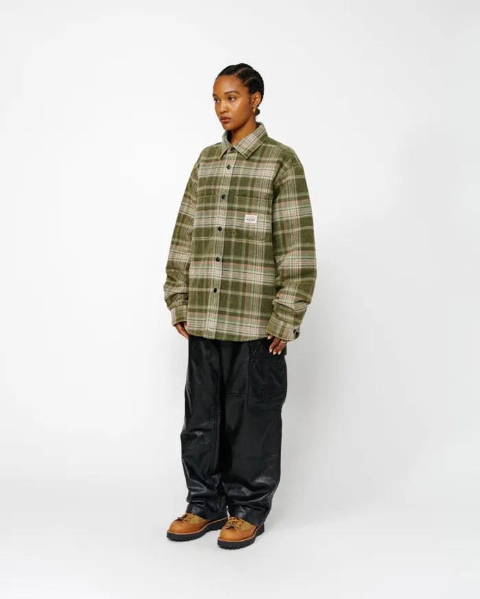 Shirts MenWomen Stussy HEAVY WASHED PLAID SHIRT Green