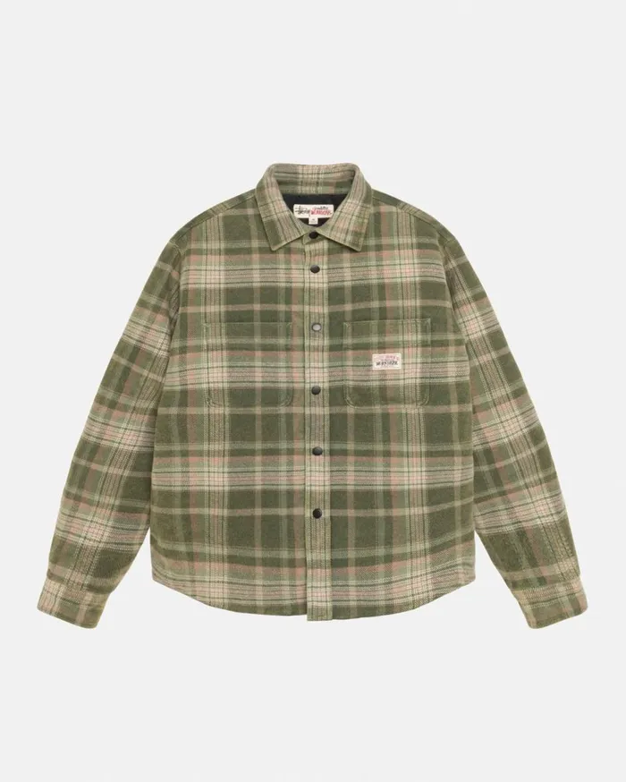 Shirts MenWomen Stussy HEAVY WASHED PLAID SHIRT Green