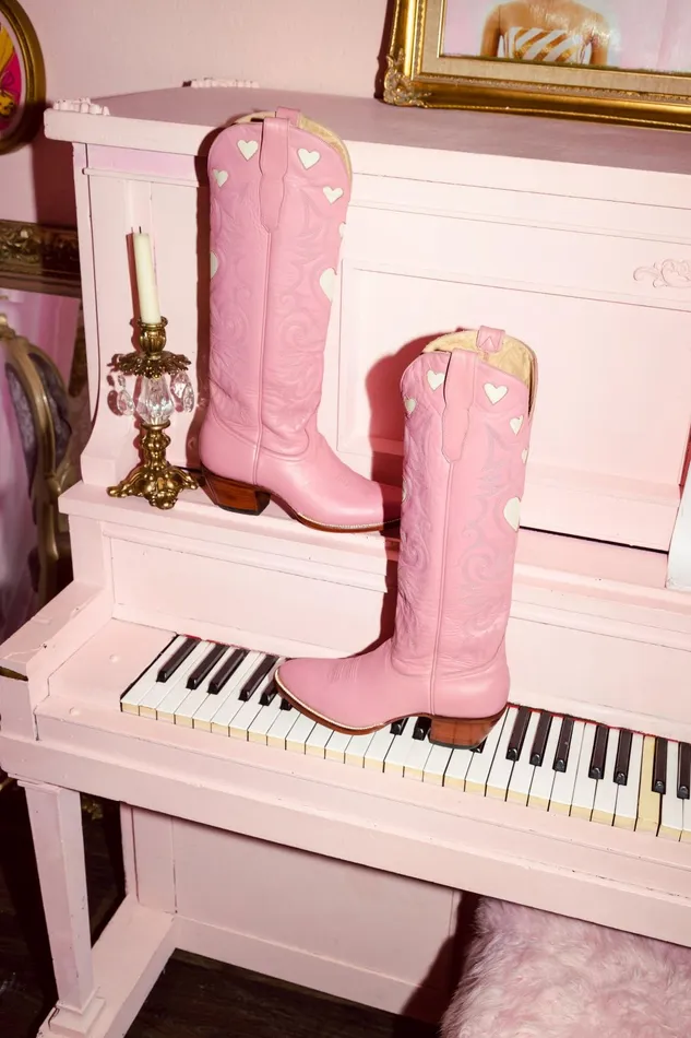 Shoes Women LoveShackFancy Cheek Heart Boots By City Boots Pink