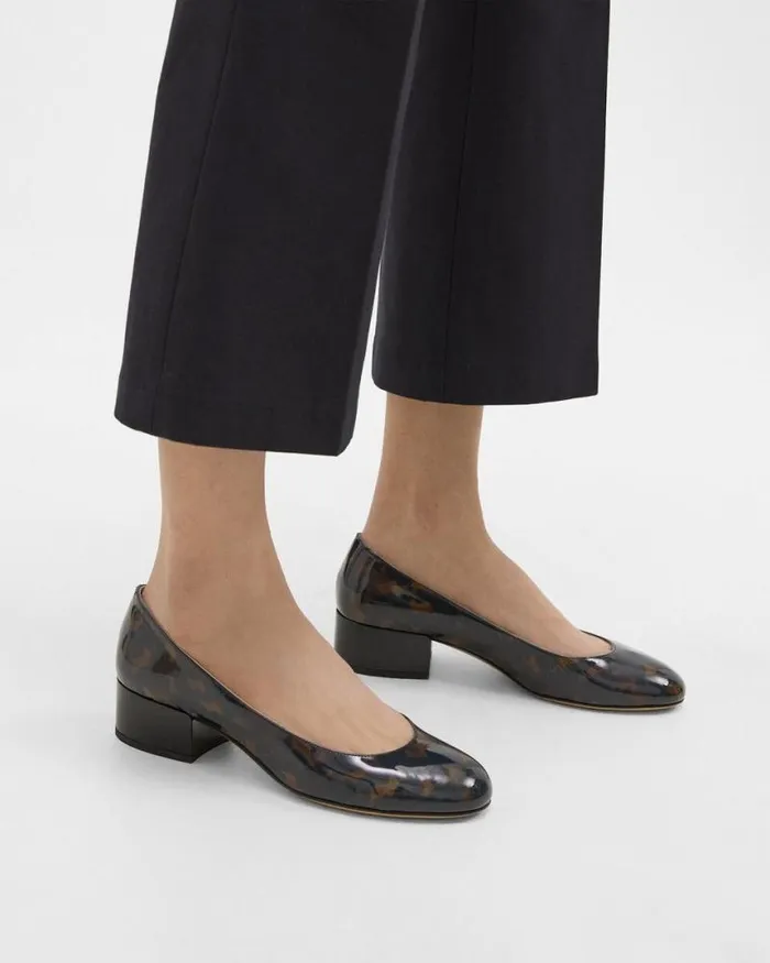 Shoes Women Theory Ballet Pump In Tortoiseshell Print Leather Blackbrown