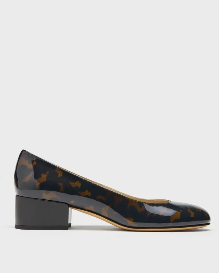 Shoes Women Theory Ballet Pump In Tortoiseshell Print Leather Blackbrown