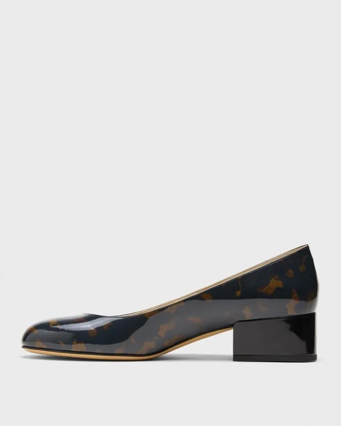 Shoes Women Theory Ballet Pump In Tortoiseshell Print Leather Blackbrown
