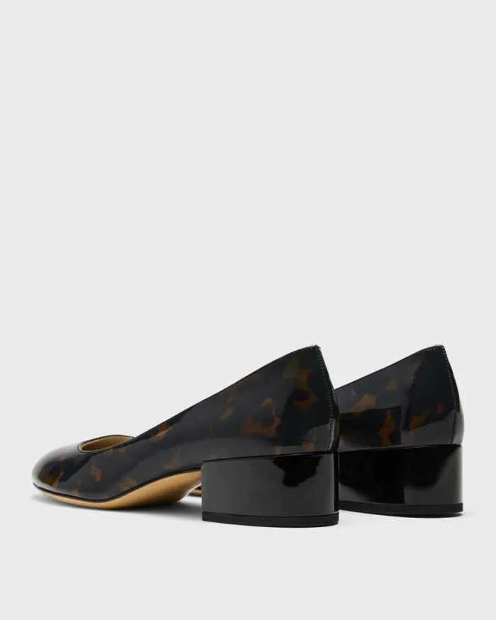 Shoes Women Theory Ballet Pump In Tortoiseshell Print Leather Blackbrown