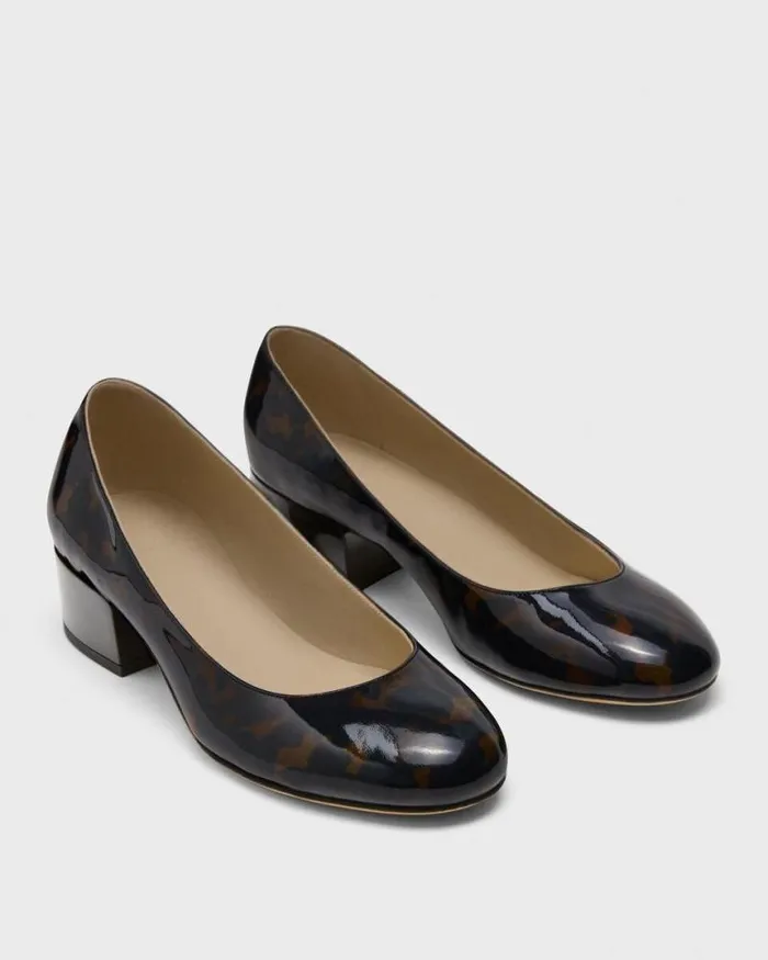 Shoes Women Theory Ballet Pump In Tortoiseshell Print Leather Blackbrown