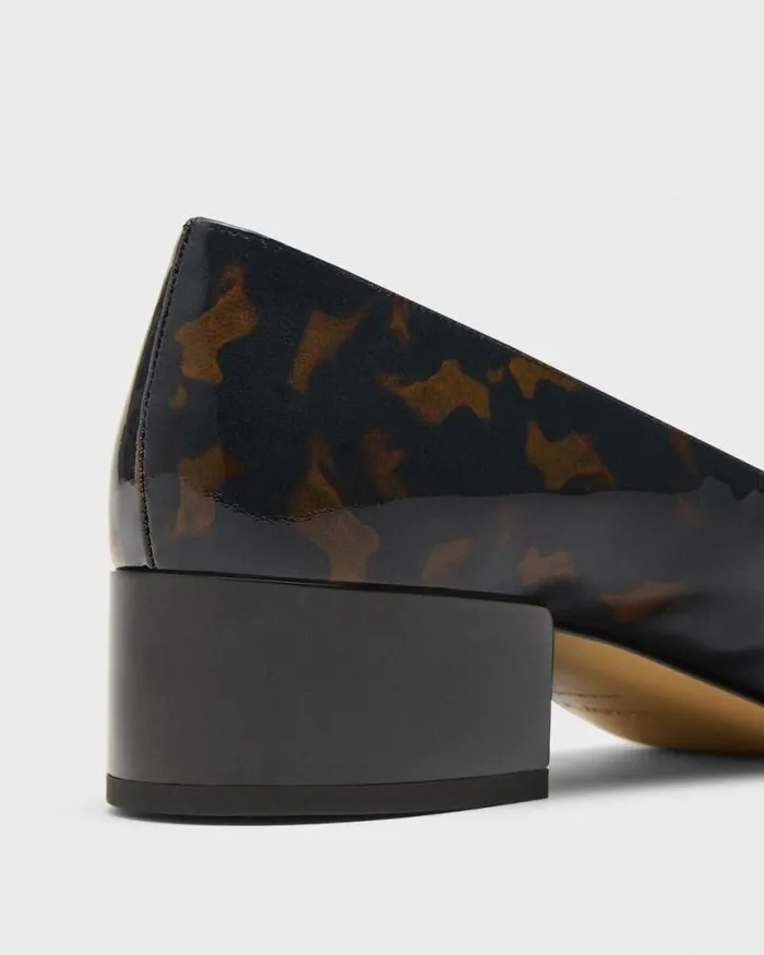 Shoes Women Theory Ballet Pump In Tortoiseshell Print Leather Blackbrown