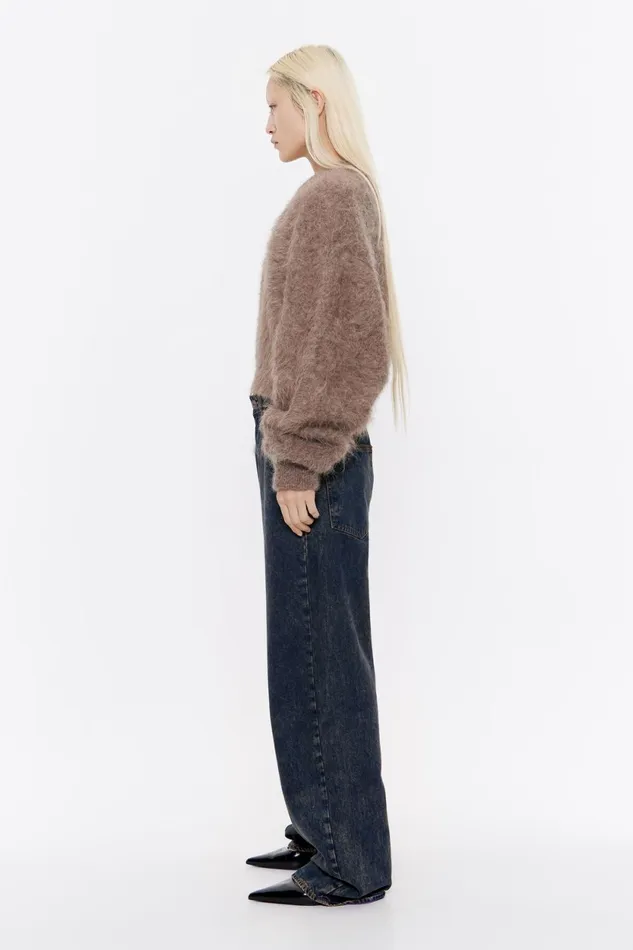 Short Light Brown Mohair Cardigan Light Brown Women Bimba Y Lola Knitwear Short Light Brown Mohair Cardigan Light Brown Women Bimba Y Lola Knitwear