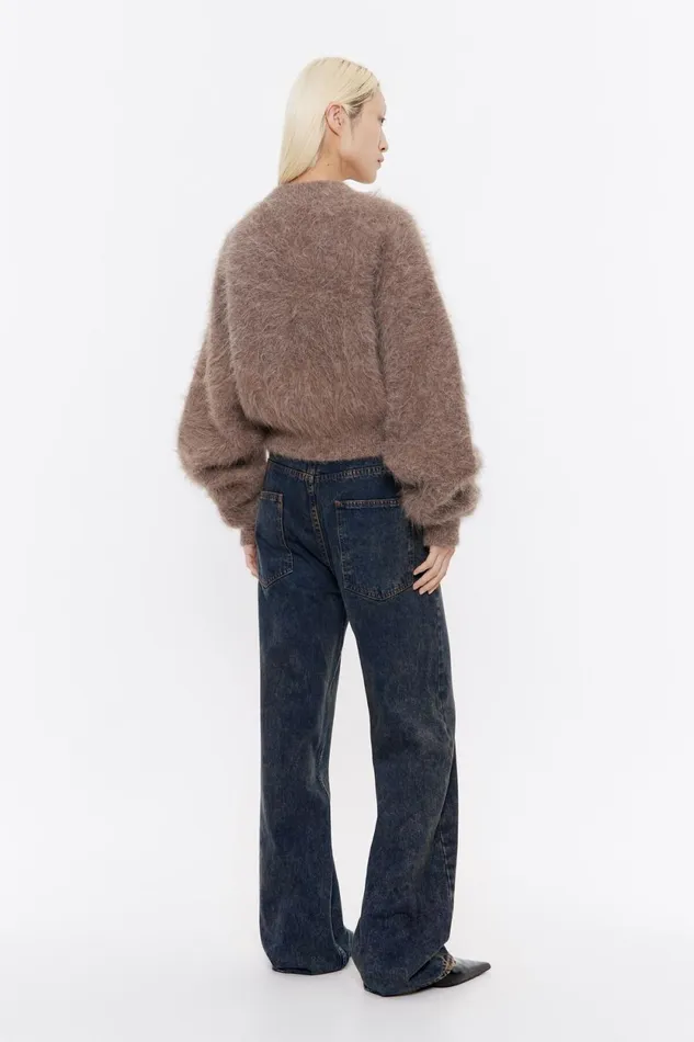 Short Light Brown Mohair Cardigan Light Brown Women Bimba Y Lola Knitwear Short Light Brown Mohair Cardigan Light Brown Women Bimba Y Lola Knitwear