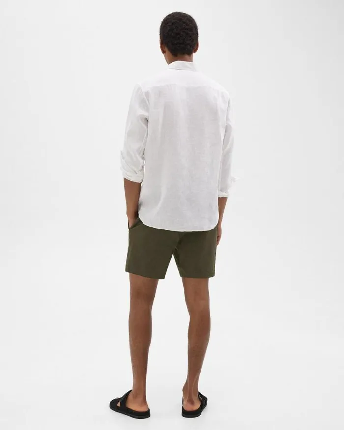 Shorts Men Theory Curtis 7034 Drawstring Short In Good Linen Dark Olive
