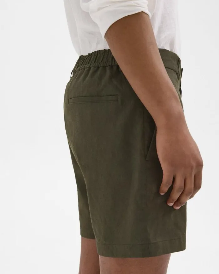 Shorts Men Theory Curtis 7034 Drawstring Short In Good Linen Dark Olive