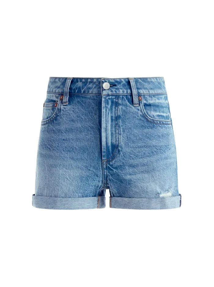 Shorts Women Alice Olivia Clare Mid Rise Short With Rolled Cuff Sullivan Vintage Blue