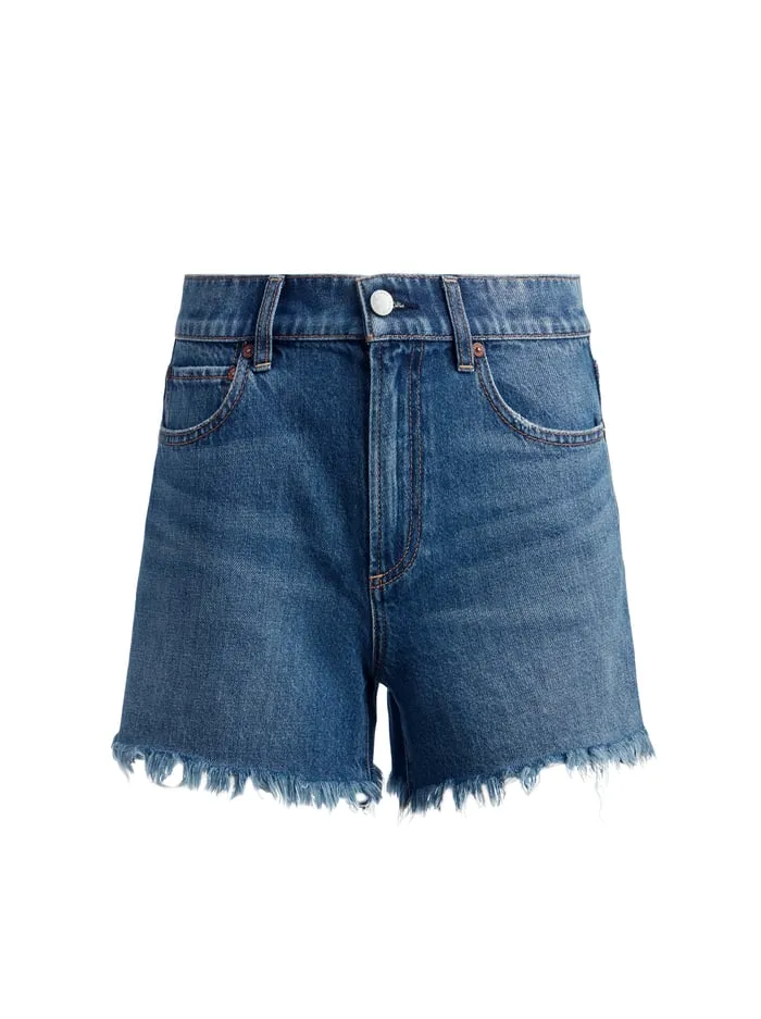 Shorts Women Alice Olivia Trish Low Rise Cuffed Denim Short Lola Blue